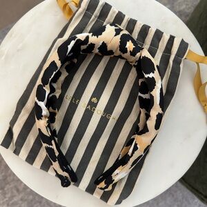 Leopard Print Headband with Black and Tan Accents